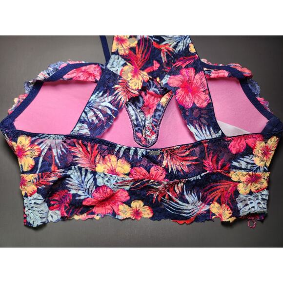 PINK Victoria's Secret Tropical Floral Lace High Neck Bralette - Picture 4 of 11